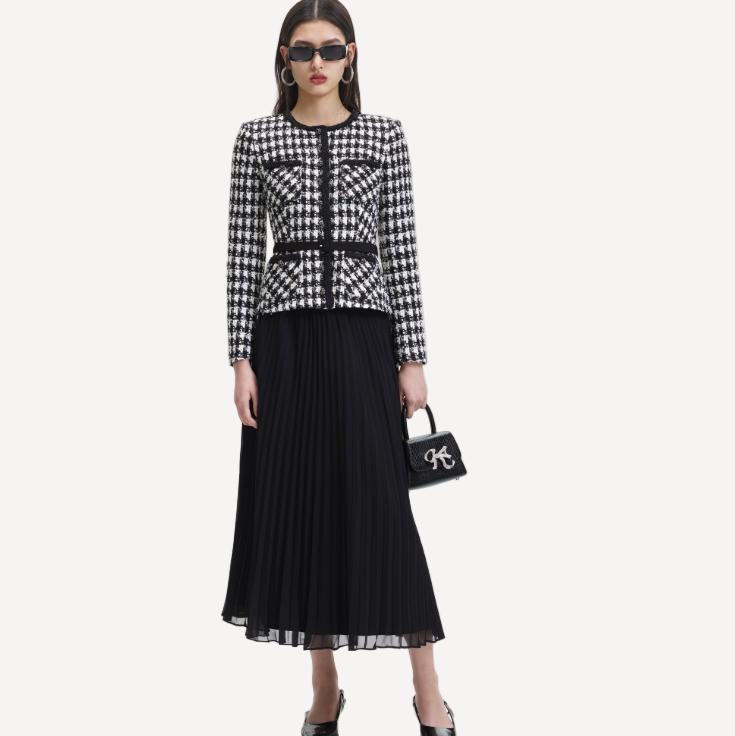 Self Portrait Houndsooth Midi Dress