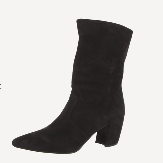 Prada Black Suede Block Heeled Boot