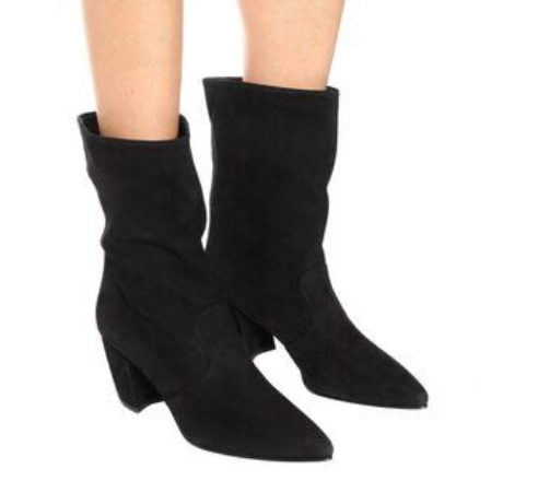 Prada Black Suede Block Heeled Boot