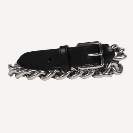 Alexander Mcqueen Chain Black Belt
