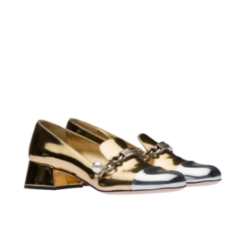 Miu Miu Gold Silver Loafer Pumps