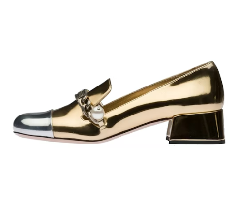 Miu Miu Gold Silver Loafer Pumps