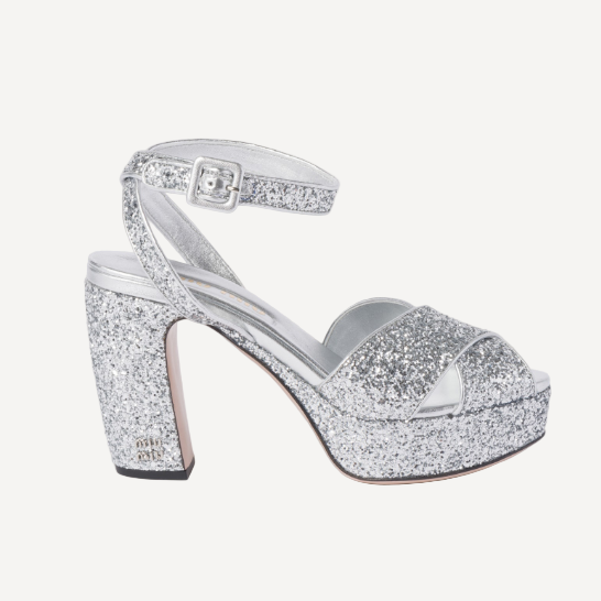 Miu Miu Silver Glitter Pumps