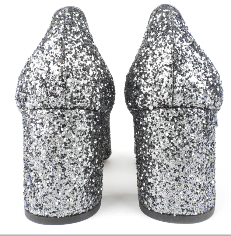 Miu Miu Glitter Block Heel Pump
