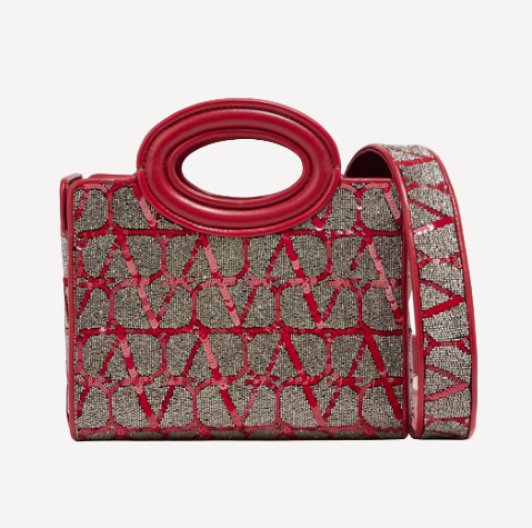 Valentino Logo Beaded Crossbody Bag
