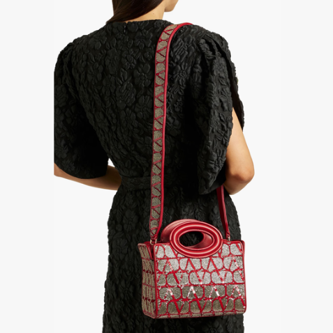 Valentino Logo Beaded Crossbody Bag