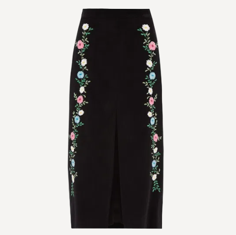 Miu Miu Cord Floral Midi Skirt Slit