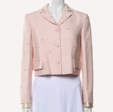 Miu Miu Pink Embellished Rhinestone Blazer Pink