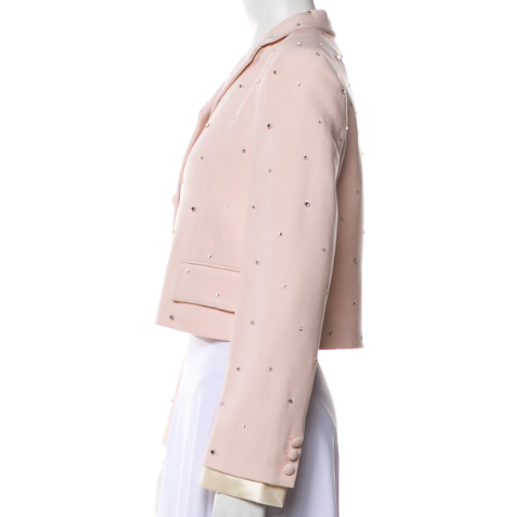 Miu Miu Pink Embellished Rhinestone Blazer Pink