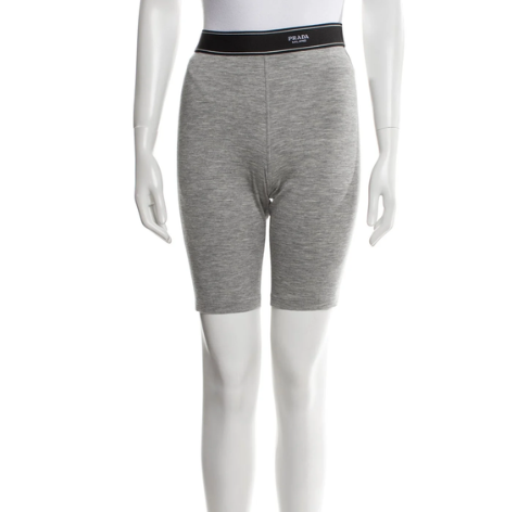 Prada Silk Cashmere Biker Shorts Grey