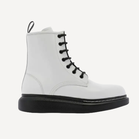 Alexander McQueen White Leather Combat Boots Kids