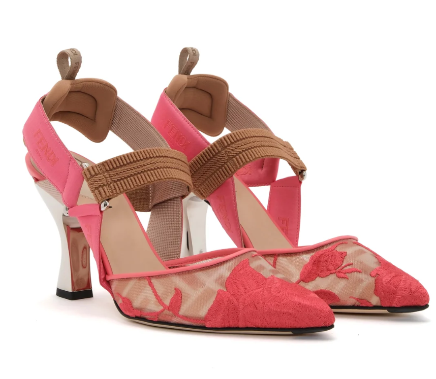 Fendi Colibri Embroidered Slingback 85mm