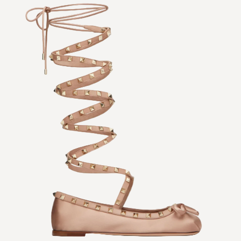 Valentino Satin Lace Up Flats