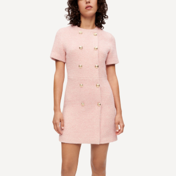 Maje Pink Tweed Mini Dress