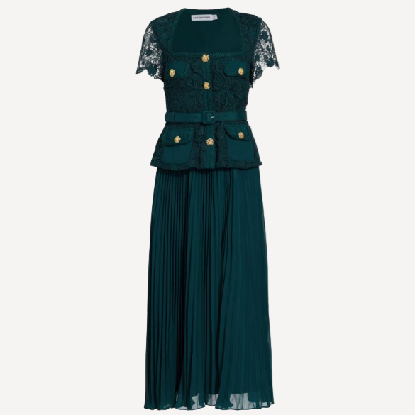 Self Portrait Lace Midi Dress Teal