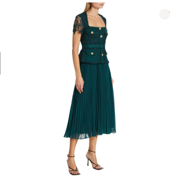 Self Portrait Lace Midi Dress Teal