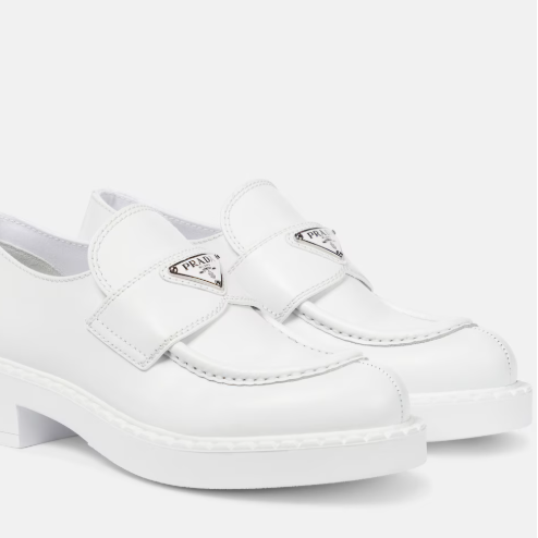 Prada White Logo Loafers