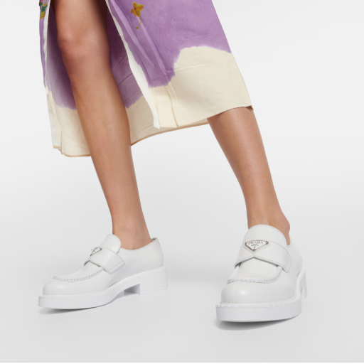 Prada White Logo Loafers
