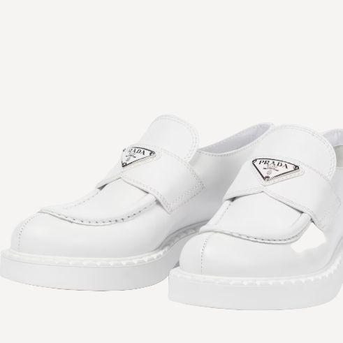 Prada White Logo Loafers