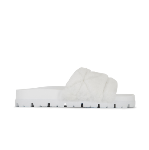 Prada Fuzzy Logo Slippers