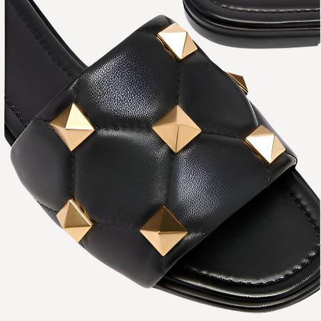 Valentino Rockstud Leather Black Slides