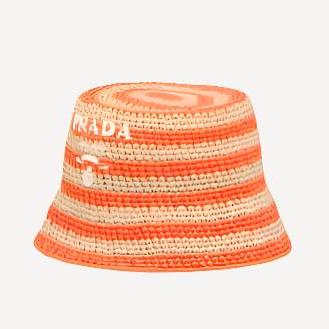 Prada Woven Orange Bucket Hat