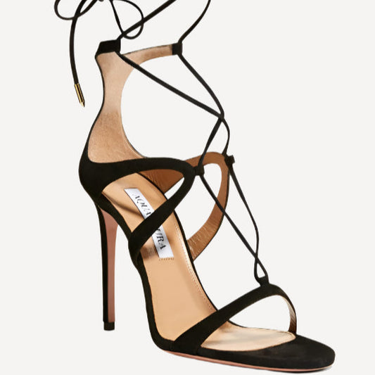 Aquazzura Aliya Suede 105 Black Suede
