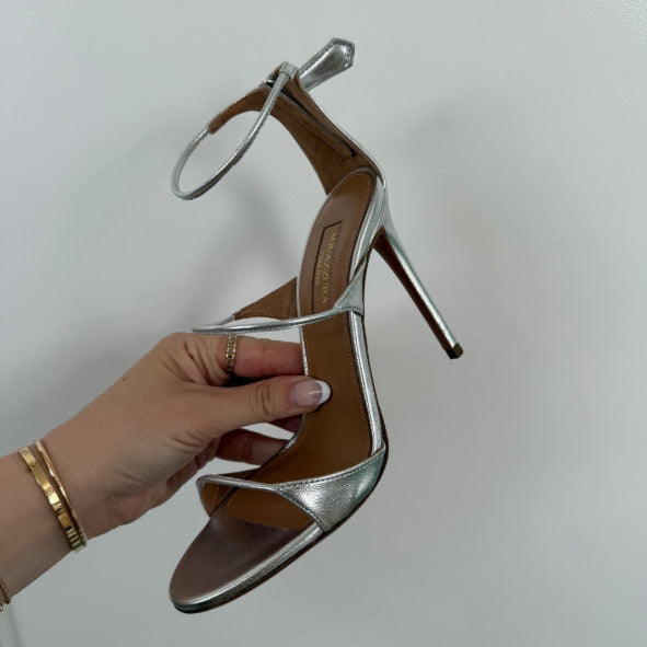 Aquazzura Minute Sandal 105 Silver