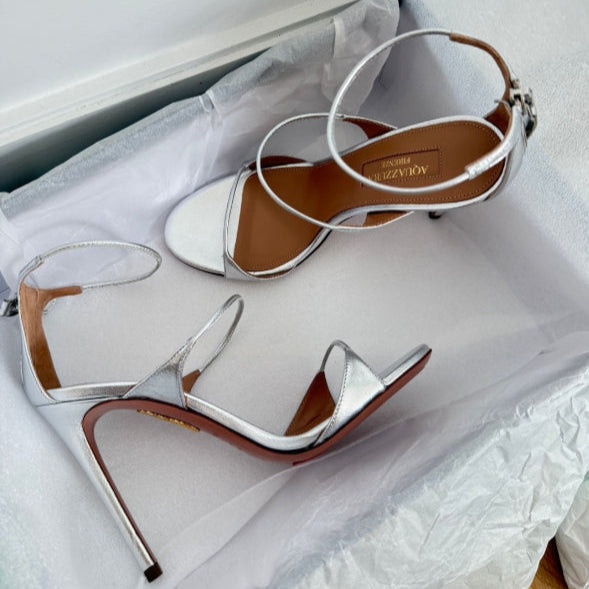 Aquazzura Minute Sandal 105 Silver