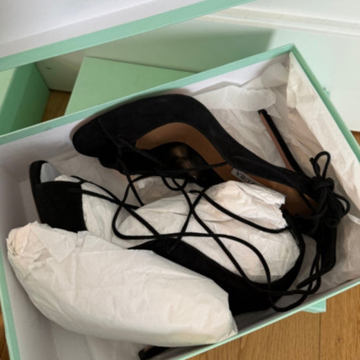Aquazzura Rebel Sandal 105 Black Suede