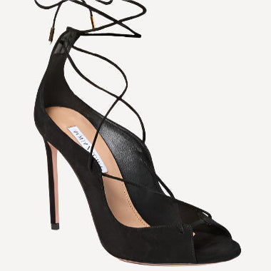 Aquazzura Rebel Sandal 105 Black Suede