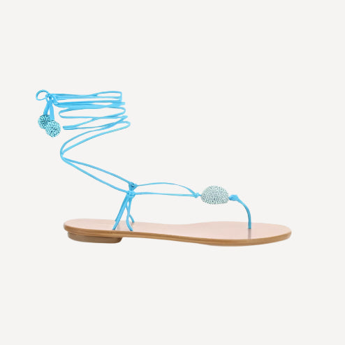 Aquazzura Jackie Sandal Flat Blue Suede