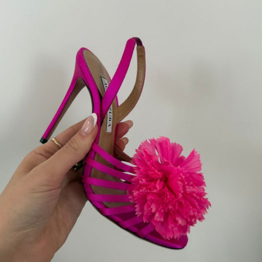 Aquazzura Love Carnation 105 Pink Satin