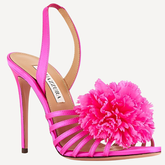 Aquazzura Love Carnation 105 Pink Satin