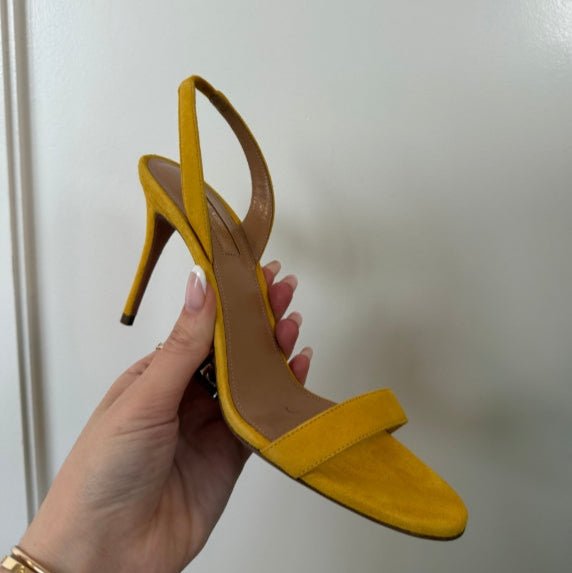 Aquazzura So Nude Sandal 85 Suede Sporty Yellow