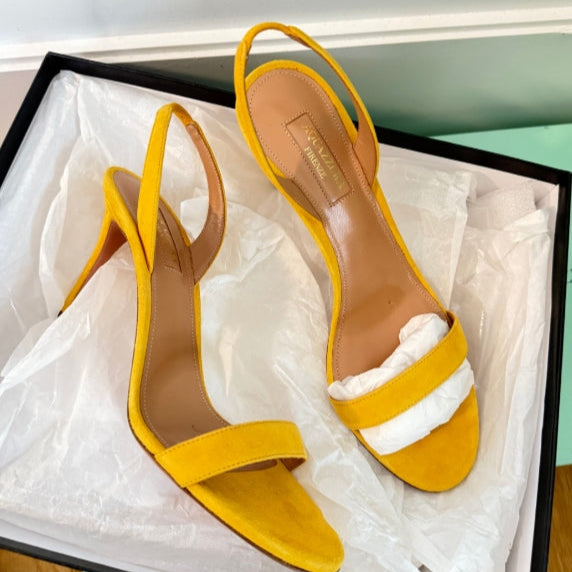 Aquazzura So Nude Sandal 85 Suede Sporty Yellow