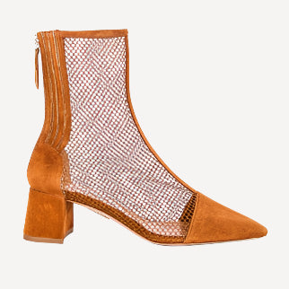 Aquazzura Saint Honore Mesh Bootie 50 Sugar Almond