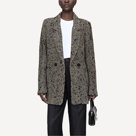Anine Bing Diana Blazer Jacket Fishbone Pattern