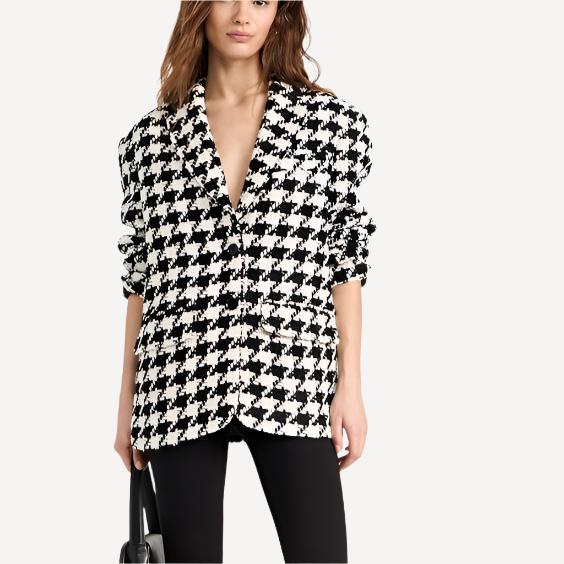 Anine Bing Quinn Houndstooth Blazer