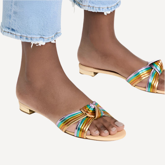 Aquazzura Bacalar Sandal Flat Pastel Rainbow