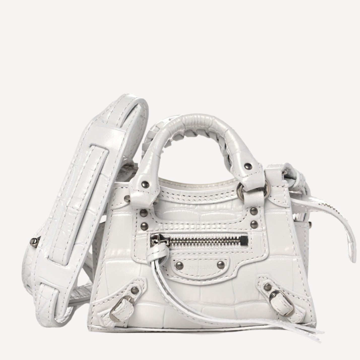 Balenciaga Super Nano Super Classic Bag Croc White