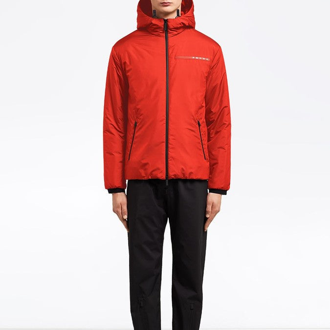 Prada Men’s Red Polyester Light Hooded Jacket
