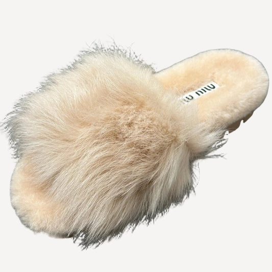 Miu Miu Furry Tan Slides