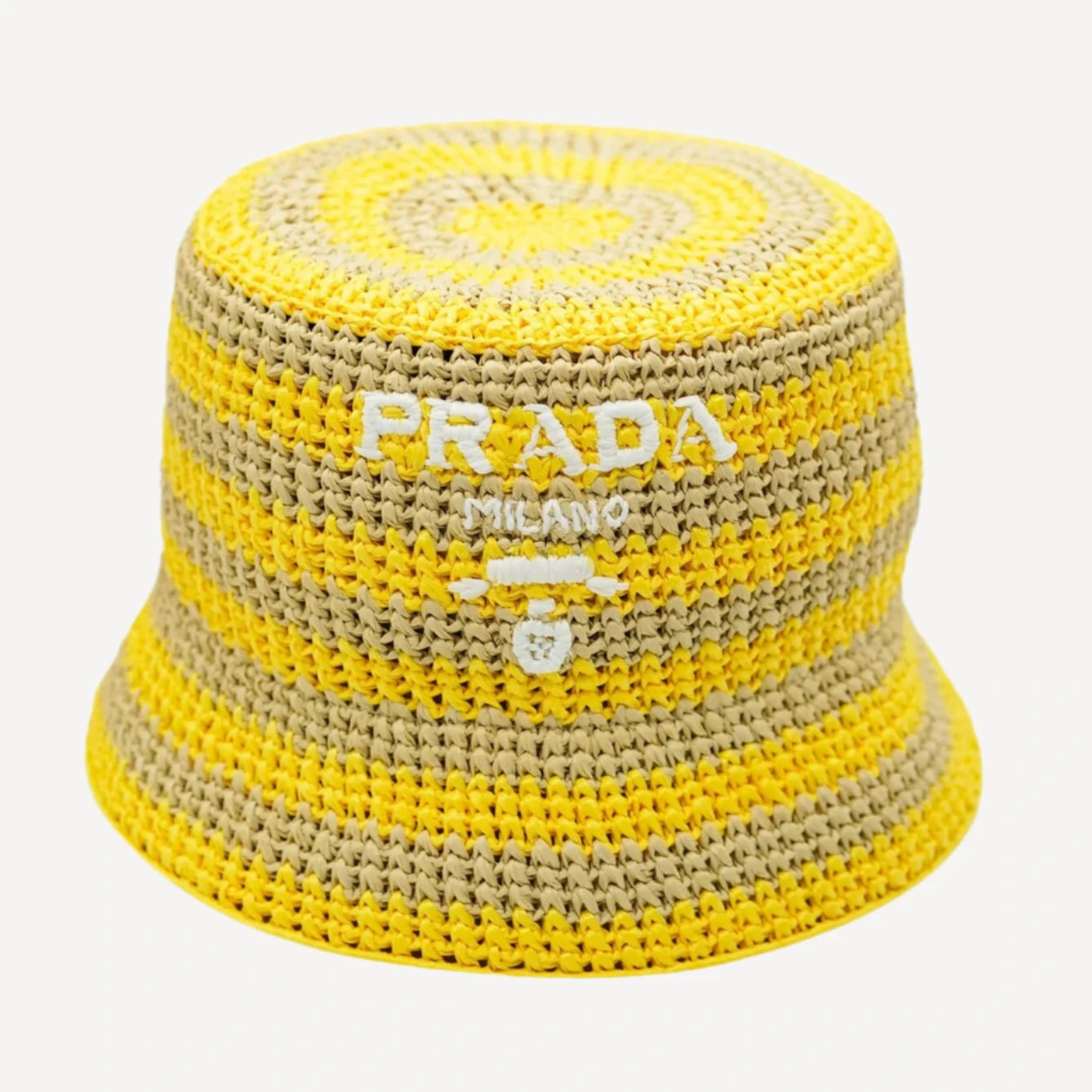 Prada Woven Yellow Bucket Hat