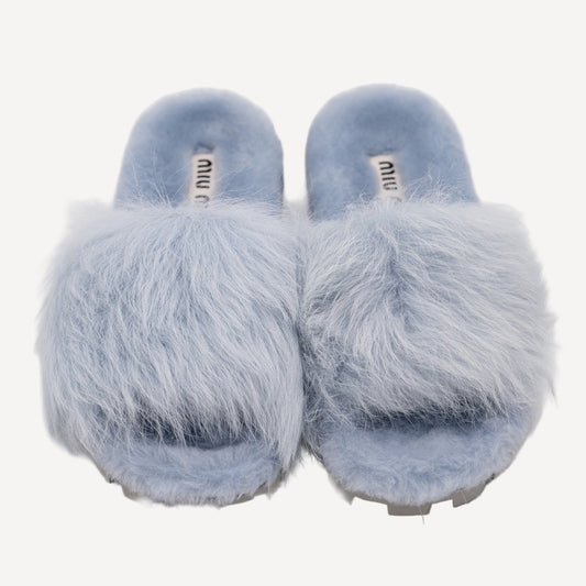 Miu Miu Furry Blue Slide