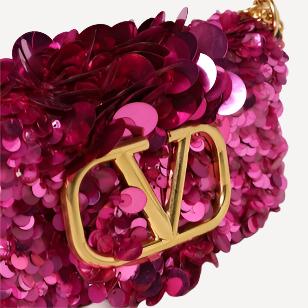 Valentino Pink Sequin Beaded Logo Bag