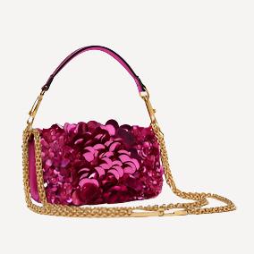 Valentino Pink Sequin Beaded Logo Bag