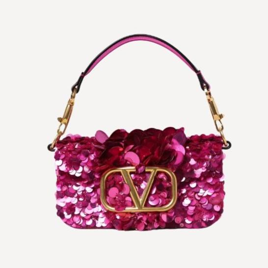 Valentino Pink Sequin Beaded Logo Bag