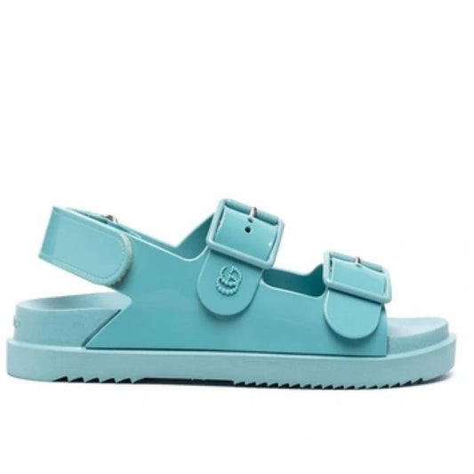 Blue Mini GG Flat Sandals